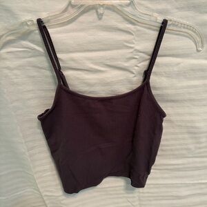 American Eagle Gray Ribbed Crop Tank